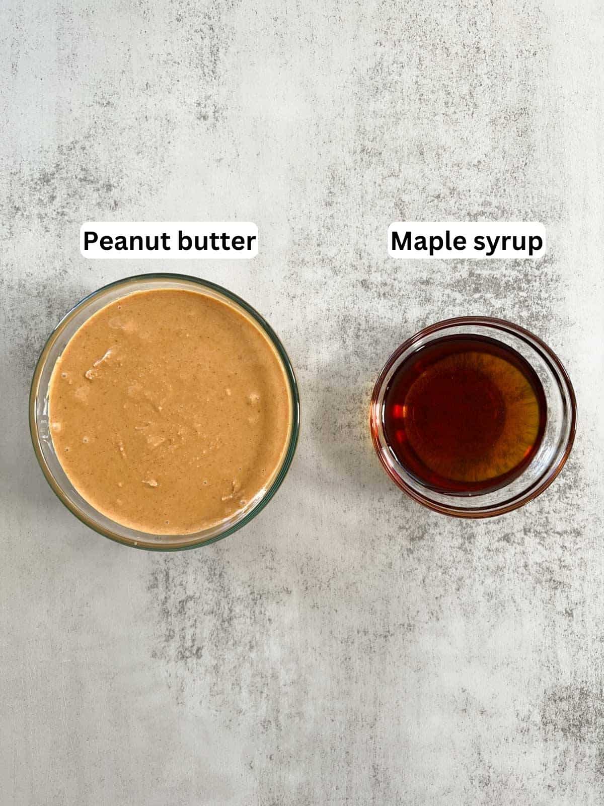 The two ingredients needed to make peanut butter cookies.