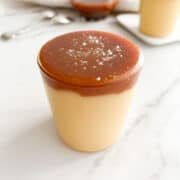 A glass of salted caramel budino.