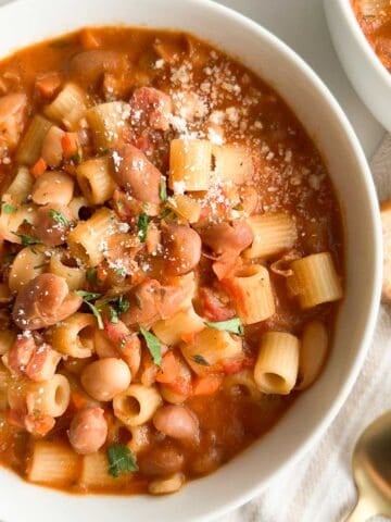 A bowl of authentic pasta e fagioli.